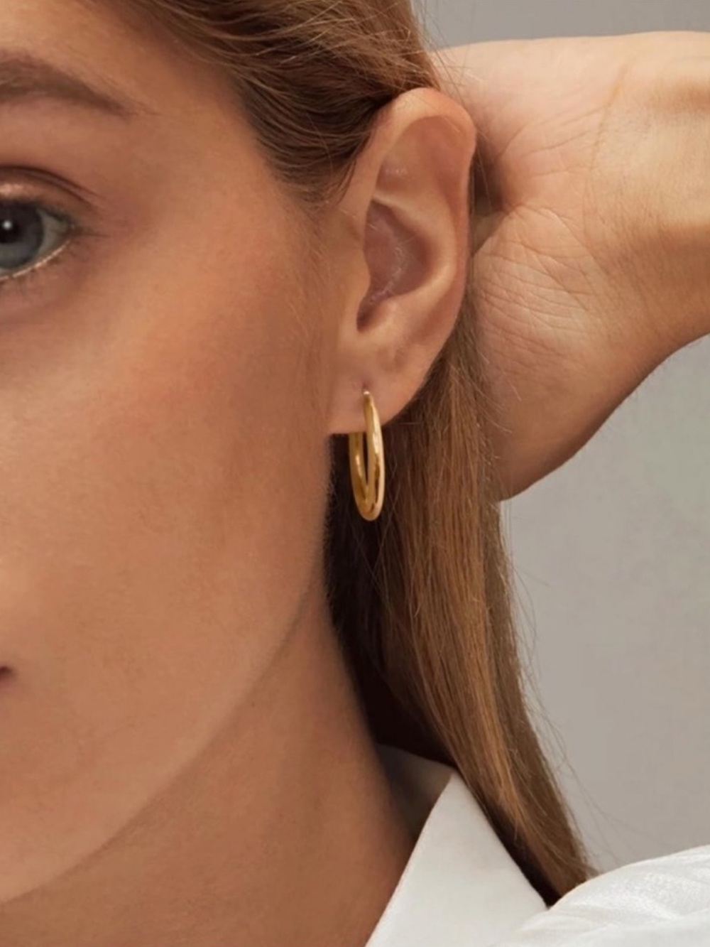 18k Gold Plated Classic Cuff Hoop Earrings – Tarnish Resistant - Picture 3 of 3